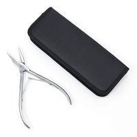 Kit d'outils professionnels de pose de perles pour extensions capillaires en acier inoxydable de haute qualité, 4 pièces, avec étui en cuir pour perruques à dentelle
