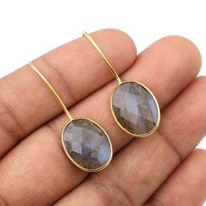 2025คุณภาพสูงต่างหูแบบห้อยสไตล์ลาบราดอไรต์ธรรมชาติทรงรี925เงินแท้คุณภาพดีของขวัญสำหรับงานแต่งงานและงานวันเกิด - Product Image 3