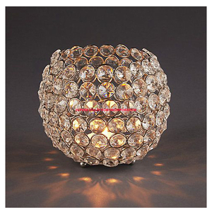 Soporte de luz de té de cristal hecho a mano, diseño personalizado, chapado en oro, hecho en la India - Product Image 2
