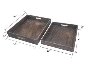 Bandejas de Madera Rectangulares de 14x12 y 16x14 Pulgadas, Diseño Retro Duradero, Color Sólido - Product Image 1