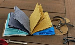 Diario de cuero con llave antigua de cuero Premium con borde de cubierta hecho a mano sin madera Cuaderno de cuero de papel multicolor - Product Image 3