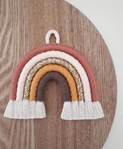 Suspension murale en macramé arc-en-ciel, cuivre, rose or, pêche, marron, tons artificiels - Product Image 1