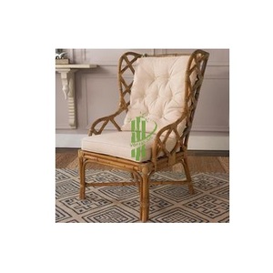 เก้าอี้สไตล์นางฟ้า2022 vgreenart เก้าอี้ไม้ไผ่และหวายแกะสลักด้วยมือ - Product Image 1