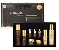 BERGAMO GOLD SKIN CARE Set de 9 Piezas, Set de Regalo de Lujo, Iluminador, Antienvejecimiento, Hidratante, Blanqueador, Extracto de Ginseng, Revitalizante, Unisex