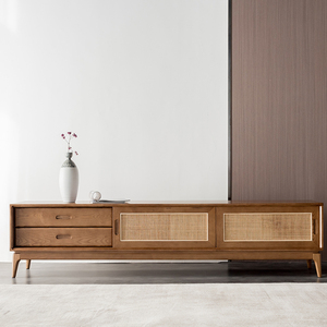 Cabinet Rattan Tv TPZ048 Wholesale Living Room Wooden Cabinet Indonesian Rattan Weaving Style And Medieval Furniture Luxury TV Cabinet