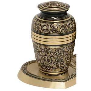 Urna Funeraria Doble Estilo Americano de Latón con Acabado Dorado y Negro para Cenizas de Adultos, Radiance - Product Image 3