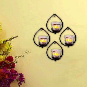 Decorative Yellow Glass Cup Tealight Candle Holder <b>Wall</b> Hanging Iron Votive Festive <b>Lights</b> for Decoration - Product Image 4