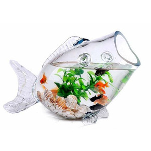Aeofa, pot à bonbons en verre soufflé à la main, épais, 1 cm, transparent, grand, portable, en forme de poisson, aquarium en verre aquatique, aquarium en forme de poisson doré - Product Image 2