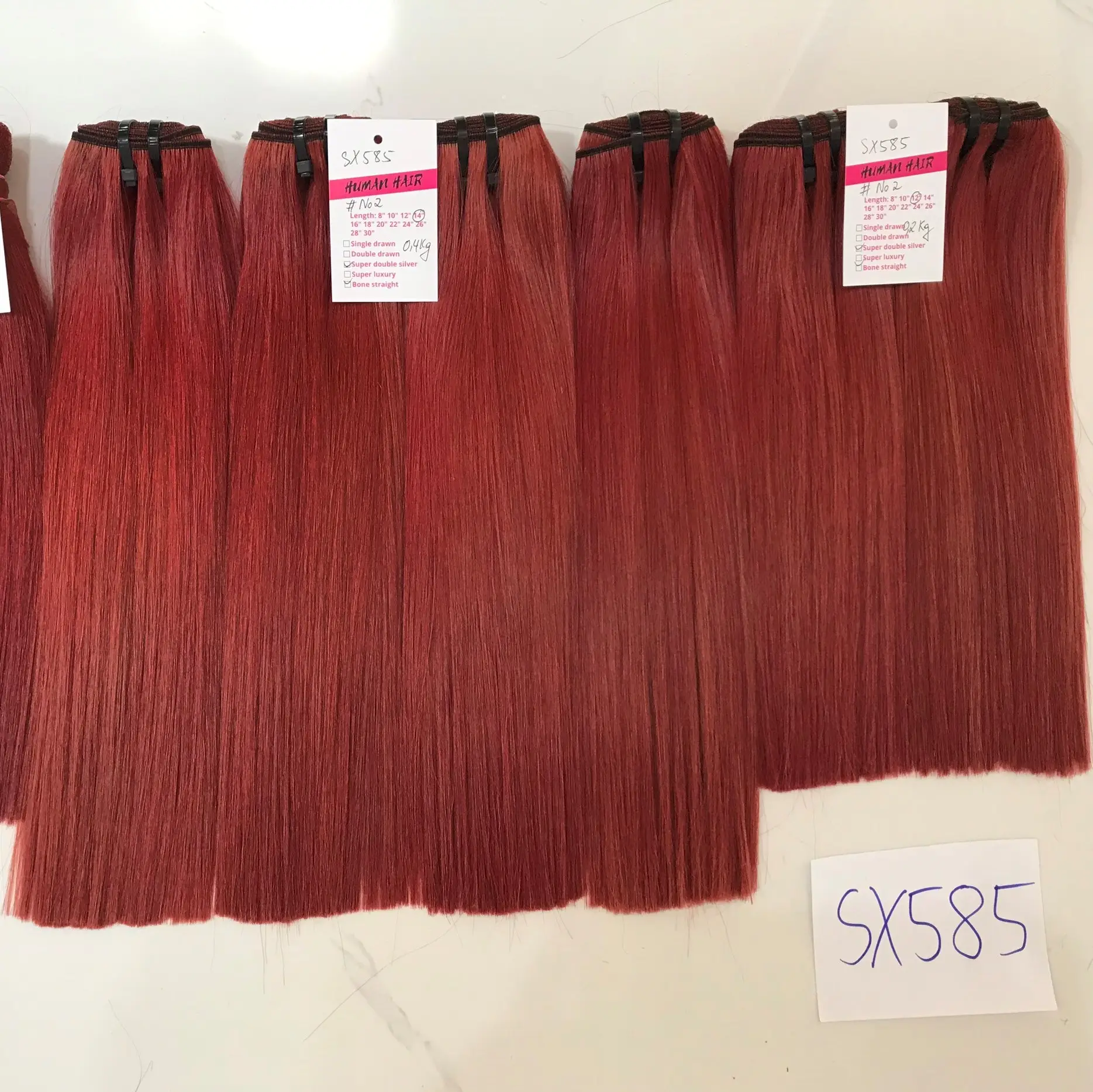 100% cabelo cru vermelho liso sem processado 100% feito no vietnã
