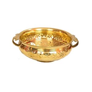 Urli de qualité supérieure, forme ronde, en laiton poli or, style floral, décoratif, pour mariage, maison et événements - Product Image 1