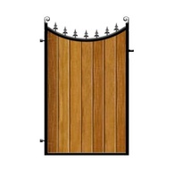 Puertas de Metal Galvanizado con Marco Rectangular de Hierro y Madera, Arco de Jardín Contemporáneo, Puertas Principales de Hierro Forjado de Alta Calidad para Exteriores