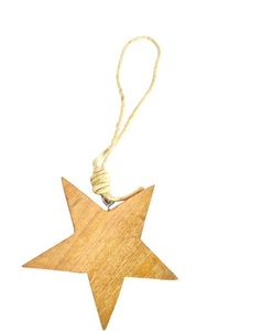 WOOD SET of 3 METAL STAR HANGING ORNAMENT HIGH QUALITY WOODEN CHRISTMAS <b>TREE</b> DECORATION STAR - Product Image 4