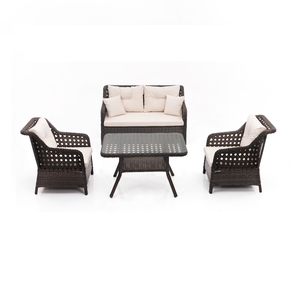 Sillón de Jardín Moderno y Lujoso con Estructura de Aluminio y Mimbre, Juego de Muebles de Jardín, Sillón de Estilo Nórdico Negro - Product Image 4