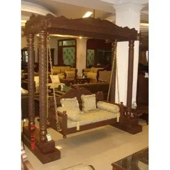 2 מושבים עץ HandcraftedJhula נדנדות מקורה Jhula מותאם אישית Jhula יצרן סיטונאי בדלהי הודו