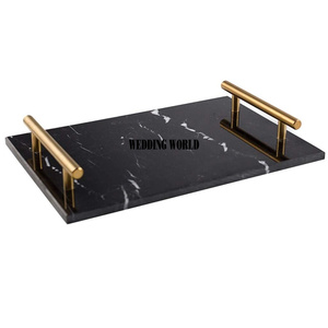 Bandeja de servicio de mármol de diseño personalizado plato hecho a mano de calidad superior clásico elegante al por mayor nueva bandeja de servicio de mármol - Product Image 1