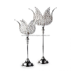 Gold Leaf Design Crystal Ball Aluminium Gold Plated Handmade Eco-Friendly Durable Candle Stand for Table <b>Top</b> Decoration <b>Easter</b> - Product Image 2