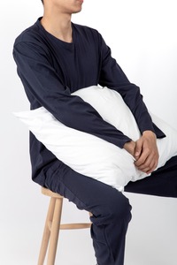 เซตชุดนอนผ้าคอตตอนถักสำหรับผู้ชายแขนยาวสีพื้นระบายอากาศได้สำหรับผู้ชาย100% - Product Image 3