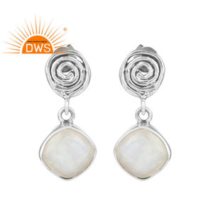 Arc-en-ciel pierre de lune ensemble de pierres précieuses en argent oxydé ethnique spirale boucle d'oreille bijoux pour femmes cadeau pour sa Collection Vintage - Product Image 1