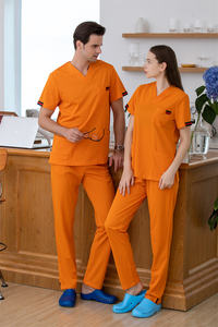 Scrub Suit Hot Selling Hospital Short Sleeve Scrub Suit Solid Color Medical Uniform Scrubs - Product Image 5