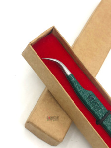 Pinzas de extensión de pestañas con agarre de diamante de acero inoxidable con logotipo personalizado profesional con herramientas de belleza con recubrimiento en polvo verde Kelly - Product Image 5