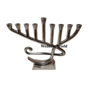 Aluminum Menorah Hammered Design Wholesale Fancy Decorative <b>Candle</b> Holder Customized Shape Large Size Metal <b>Candle</b> <b>Stand</b> - Product Image 6