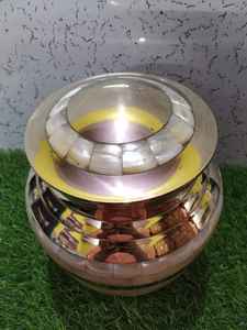 Urne de crémation en laiton en nacre de Brassworld India avec fournitures funéraires de luxe à bande dorée - Product Image 3