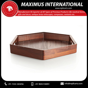 Plateau de service en bois de qualité supérieure |   Organisateur de table basse rectangulaire, pièce de rangement et de décoration pour la maison, cadeau - Product Image 5
