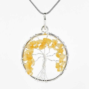 Pendentif en cristal de guérison naturel, 1 pièce, Citrine, arbre de vie, pierres précieuses, pour bijoux, vente en gros - Product Image 4