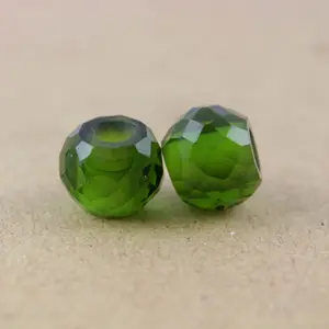 Peridoto hydro rondelle-cristales de piedras preciosas facetadas, piedras curativas hechas a mano, cuentas de cristales de agujero grande - Product Image 1