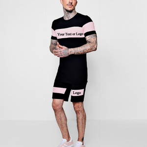 ชุดเสื้อแขนสั้นและกางเกงสำหรับผู้ชาย,ชุดออกกำลังกายแบบสองชิ้นชุดวอร์มแบบลำลองสำหรับฤดูร้อน - Product Image 4