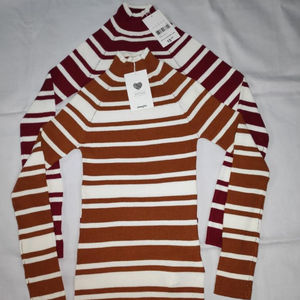 เสื้อสเวตเตอร์ไหมพรมลายทาง แขนยาว คอกลม นุ่ม อุ่น สำหรับผู้หญิง แบรนด์ดัง ของเหลือจากการผลิต - Product Image 1