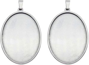 Componente de Plata de Ley para Colgante o Dije, Tipo Copa con Bisel, 20x30 mm, Liso, sin Piedra Preciosa, con Anilla para Joyería - Product Image 4