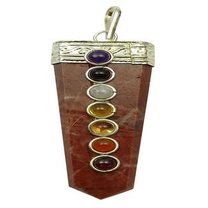 Pendentifs chakras en jaspe rouge, jolis cristaux de guérison naturels, pierres précieuses, pour collier, vente en gros, - Product Image 2