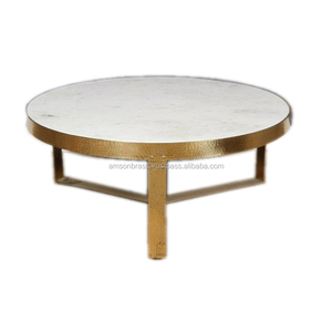 Table basse décorative en marbre noir de forme ronde Table de meubles décorative pour la maison Table décorative en métal - Product Image 6