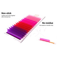 Lagee — Extensions de cils individuels 2D, fournitures pour maquillage des yeux, vente en gros, rouge, brun, facile à attraper et à Fan
