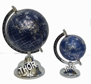 Décoration de bureau et de Table de maison, Globe World tournant de couleur bleue, avec ensemble de 2 supports - Product Image 5