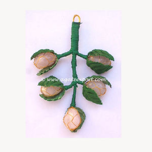 Pierre semi-précieuse indienne artisanat pierre précieuse de guérison Quartz Rose pierres faites à la main raisins avec feuilles - Product Image 1