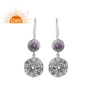 Pendientes colgantes de GEMA de amatista Natural, joyería tejida, al por mayor, gancho de plata oxidado, estilo gota - Product Image 1