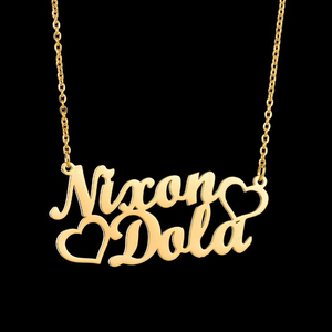 Gold Charm Heart Custom <span class=keywords><strong>2</strong></span> Name Halskette Personal isierte Typenschild Brief Mode Frauen Schmuck - Product Image 2