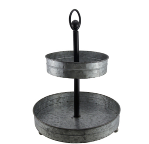 แท่นวางโชว์คัพเค้กพร้อมด้ามจับสีขาว2ชั้นสำหรับตกแต่งผลไม้และคัพเค้ก - Product Image 1