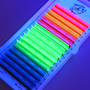 Bandejas de Pestañas de Neón con Luz UV, Pelo Sintético Fluorescente, Curvatura BC, Profesional, Fácil de Abanicar, Suministros LED para Pestañas con Brillo - Product Image 2