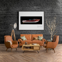 Modèle de bateau en bois Riva Aquamar L70 à demi-coque, décoration de luxe pour la maison côtière, sculpture murale artisanale en métal pour bureau nautique