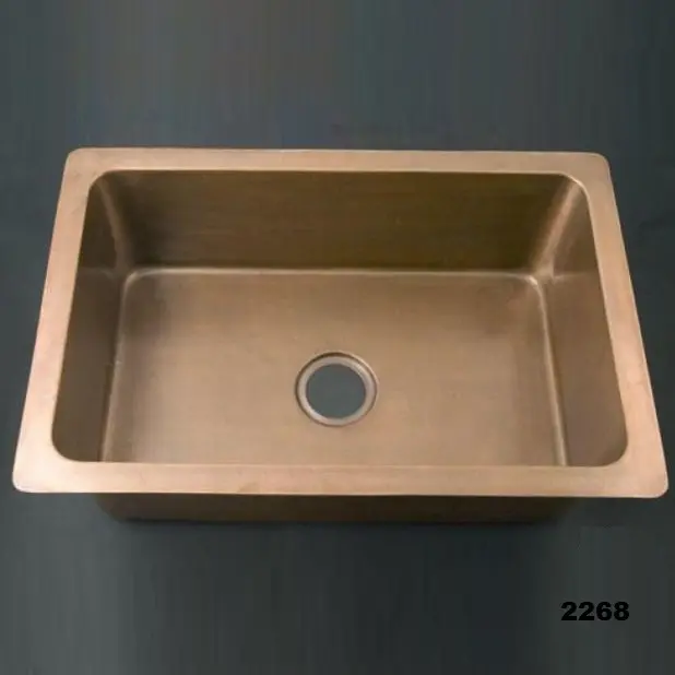 Stock Luxury very cheap wholesale rate Handmade Square Single Bowl Copper Kitchen Sink