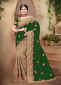 Bollywood Designer Saree Designer Miroir Travail Fleur Conception Tissu De Soie Doux Impression Numérique Marron Couleur Sari avec Blouse Inde Apparelgarment - Product Image 5