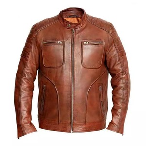 Vestes en cuir pour garçons, de motard classique, personnalisés, taille plus, couleur unie, Design Slim, nouvelle collection - Product Image 1