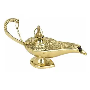 Dorato unico ottone Aladdin Chirag e lampada per la decorazione laddin Genie lampada magica in ottone dorato Aladdin Chirag tavolo in ottone Diya