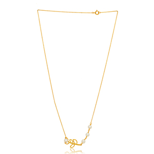 Collier en argent sterling 925 avec perle et pierres précieuses, bijoux fins de luxe pour femmes et filles - Product Image 2