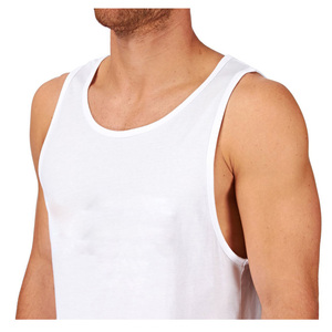 Camiseta sin mangas para hombre, blanca, 100% algodón, ecológica, transpirable, de secado rápido, cuello redondo, lisa, informal, de punto. - Product Image 3