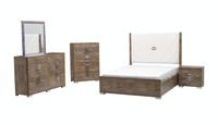Ensemble de chambre à coucher moderne de luxe Sienna, meubles en bois de haute qualité avec rangement, revêtement en cuir, tailles personnalisables Queen et King, garantie 1 an