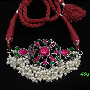 Rajasthani部落珠宝传统设计项链珠宝氧化民族银珠宝